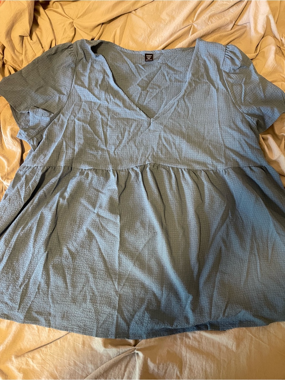 Light Blue V-Neck Peplum Top - Picture 1 of 1
